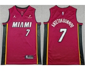 Men's Miami Heat #7 Giannis Antetokounmpo Red 2025 Statement Edition Swingman Stitched Basketball Jersey
