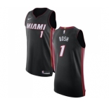Men's Nike Miami Heat #1 Chris Bosh Authentic Black Road NBA Jersey - Icon Edition