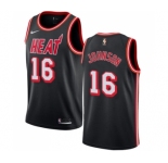 Men's Nike Miami Heat #16 James Johnson Swingman Black Black Fashion Hardwood Classics NBA Jersey