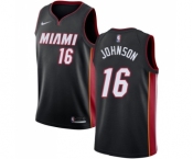 Women's Nike Miami Heat #16 James Johnson Swingman Black Road NBA Jersey - Icon Edition