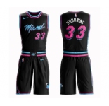 Youth Miami Heat #33 Alonzo Mourning Swingman Black Basketball Suit Jersey - City Edition