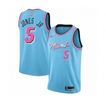Youth Miami Heat #5 Derrick Jones Jr Swingman Blue Basketball Jersey - 2019-20 City Edition