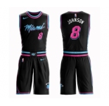 Youth Miami Heat #8 Tyler Johnson Swingman Black Basketball Suit Jersey - City Edition