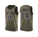 Men Nike San Antonio Spurs #14 Danny Green Green Salute to Service NBA Swingman Jersey