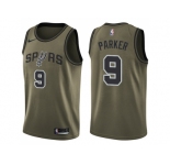 Men Nike San Antonio Spurs #9 Tony Parker Green Salute to Service NBA Swingman Jersey