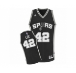 Men's Adidas San Antonio Spurs #42 David Lee Swingman Black Road NBA Jersey