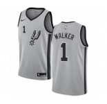 Men's Nike San Antonio Spurs #1 Lonnie Walker Authentic Silver NBA Jersey Statement Edition
