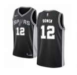 Men's Nike San Antonio Spurs #12 Bruce Bowen Swingman Black Road NBA Jersey - Icon Edition