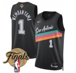Men's San Antonio Spurs #1 Victor Wembanyama Black 2026 Finals Patch City Edition Stitched Basketball Jersey