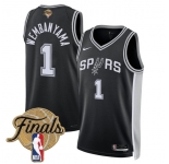 Men's San Antonio Spurs #1 Victor Wembanyama Black 2026 Finals Patch Icon Edition Stitched Basketball Jersey