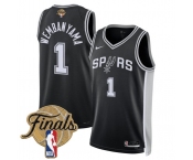 Men's San Antonio Spurs #1 Victor Wembanyama Black 2026 Finals Patch Icon Edition Stitched Basketball Jersey
