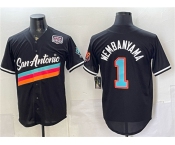 Men's San Antonio Spurs #1 Victor Wembanyama Black USA 250' Patch City Edition Stitched Baseball Jersey