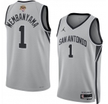 Men's San Antonio Spurs #1 Victor Wembanyama Gray 2026 Finals Patch Stitched Basketball Jersey