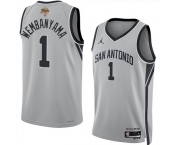 Men's San Antonio Spurs #1 Victor Wembanyama Gray 2026 Finals Patch Stitched Basketball Jersey