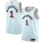 Men's San Antonio Spurs #1 Victor Wembanyama Light Blue 2024-25 City Edition Stitched Basketball Jersey