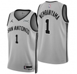 Men's San Antonio Spurs #1 Victor Wembanyama Silver 2025-26 Statement Edition Stitched Basketball Jersey