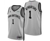 Men's San Antonio Spurs #1 Victor Wembanyama Silver 2025-26 Statement Edition Stitched Basketball Jersey