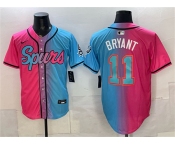 Men's San Antonio Spurs #11 Carter Bryant Pink Blue Limited Stitched Baseball Jersey