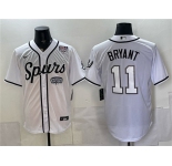 Men's San Antonio Spurs #11 Carter Bryant White USA 250' Patch Stitched Baseball Jersey