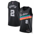 Men's San Antonio Spurs #2 Dylan Harper Black 2025-26 City Edition Swingman Stitched Basketball Jersey