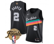 Men's San Antonio Spurs #2 Dylan Harper Black 2026 Finals Patch City Edition Stitched Basketball Jersey