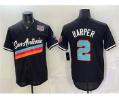 Men's San Antonio Spurs #2 Dylan Harper Black USA 250' Patch City Edition Stitched Baseball Jersey