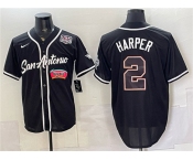 Men's San Antonio Spurs #2 Dylan Harper Black USA 250' Patch Stitched Baseball Jersey