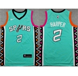Men's San Antonio Spurs #2 Dylan Harper Teal City Edition Stitched Basketball Jersey