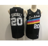 Men's San Antonio Spurs #20 Manu Ginobili Authentic Black Basketball Jersey - 2020-2021 City Edition