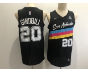 Men's San Antonio Spurs #20 Manu Ginobili Authentic Black Basketball Jersey - 2020-2021 City Edition