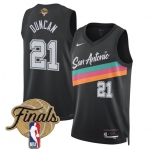 Men's San Antonio Spurs #21 Tim Duncan Black 2026 Finals Patch City Edition Stitched Basketball Jersey