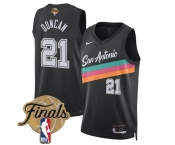 Men's San Antonio Spurs #21 Tim Duncan Black 2026 Finals Patch City Edition Stitched Basketball Jersey