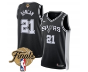 Men's San Antonio Spurs #21 Tim Duncan Black 2026 Finals Patch Icon Edition Stitched Basketball Jersey