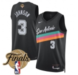 Men's San Antonio Spurs #3 Keldon Johnson Black 2026 Finals Patch City Edition Stitched Basketball Jersey