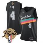 Men's San Antonio Spurs #4 De'Aaron Fox Black 2026 Finals Patch City Edition Stitched Basketball Jersey