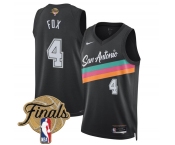 Men's San Antonio Spurs #4 De'Aaron Fox Black 2026 Finals Patch City Edition Stitched Basketball Jersey