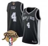 Men's San Antonio Spurs #4 De'Aaron Fox Black 2026 Finals Patch Icon Edition Stitched Basketball Jersey
