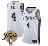 Men's San Antonio Spurs #4 De'Aaron Fox White 2026 Finals Patch Association Edition Stitched Basketball Jersey