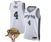 Men's San Antonio Spurs #4 De'Aaron Fox White 2026 Finals Patch Association Edition Stitched Basketball Jersey