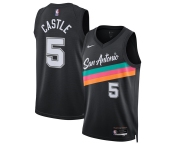 Men's San Antonio Spurs #5 Stephon Castle Black 2025-26 City Edition Swingman Stitched Basketball Jersey
