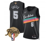 Men's San Antonio Spurs #5 Stephon Castle Black 2026 Finals Patch City Edition Stitched Basketball Jersey