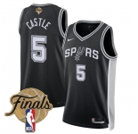 Men's San Antonio Spurs #5 Stephon Castle Black 2026 Finals Patch Icon Edition Stitched Basketball Jersey