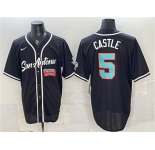 Men's San Antonio Spurs #5 Stephon Castle Black Stitched Baseball Jersey
