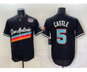 Men's San Antonio Spurs #5 Stephon Castle Black USA 250' Patch City Edition Stitched Baseball Jersey