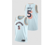 Men's San Antonio Spurs #5 Stephon Castle Light Blue 2024-25 City Edition Stitched Basketball Jersey