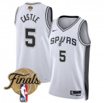 Men's San Antonio Spurs #5 Stephon Castle White 2026 Finals Patch Association Edition Stitched Basketball Jersey