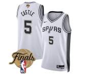 Men's San Antonio Spurs #5 Stephon Castle White 2026 Finals Patch Association Edition Stitched Basketball Jersey