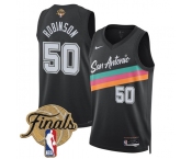 Men's San Antonio Spurs #50 David Robinson Black 2026 Finals Patch City Edition Stitched Basketball Jersey
