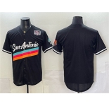 Men's San Antonio Spurs Blank Black USA 250' Patch City Edition Stitched Baseball Jersey
