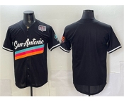 Men's San Antonio Spurs Blank Black USA 250' Patch City Edition Stitched Baseball Jersey
